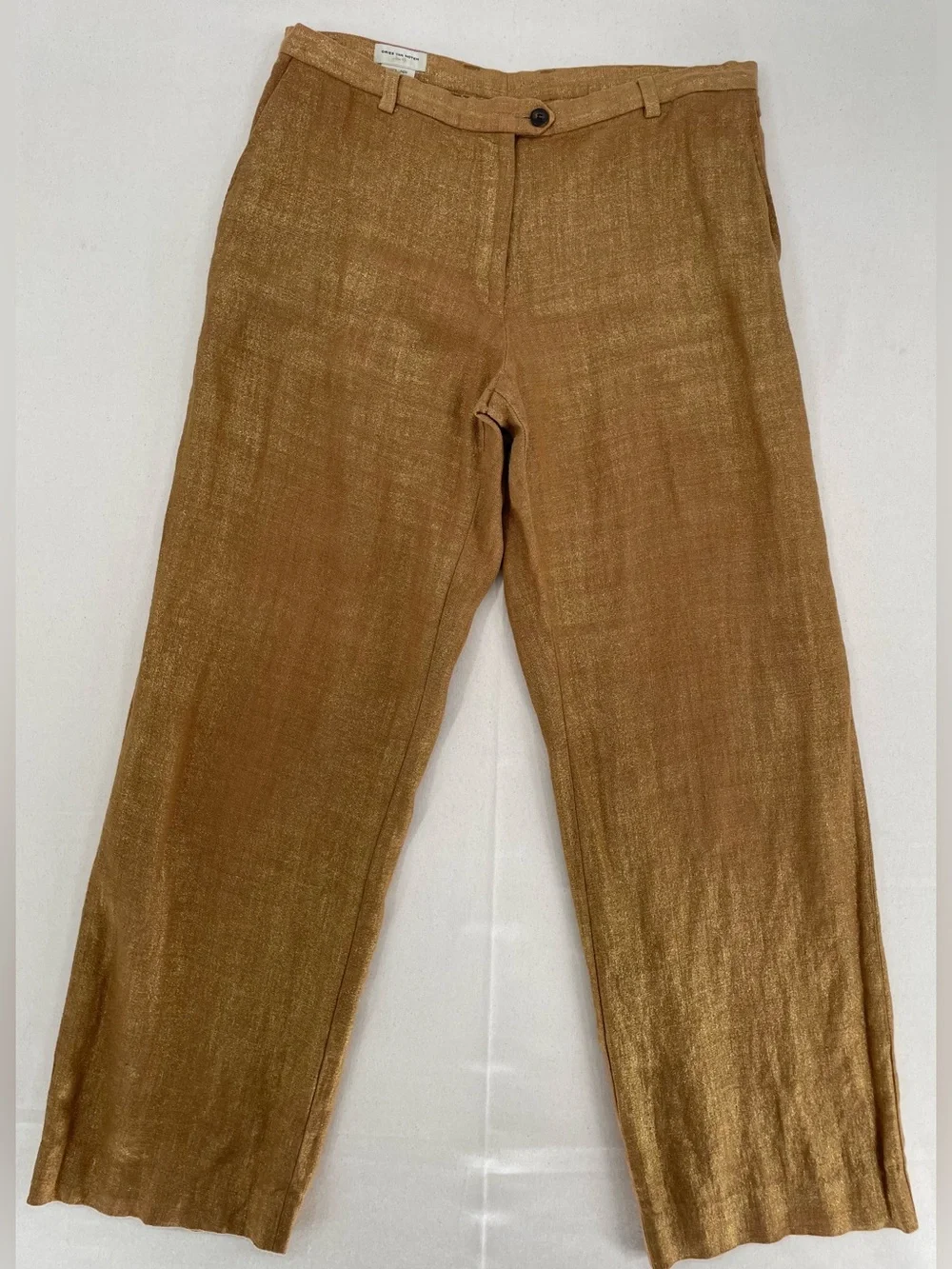 Dries Van Noten Men's Gold-Tan Linen Blend Chinos